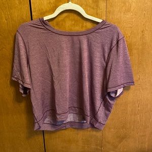 Very soft maroon Lulu cropped tee shirt